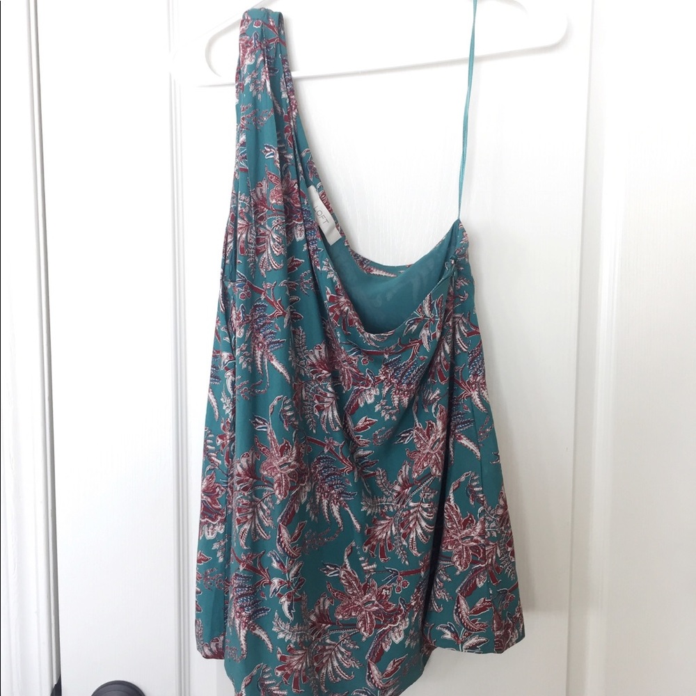 LOFT one shoulder turquoise blouse